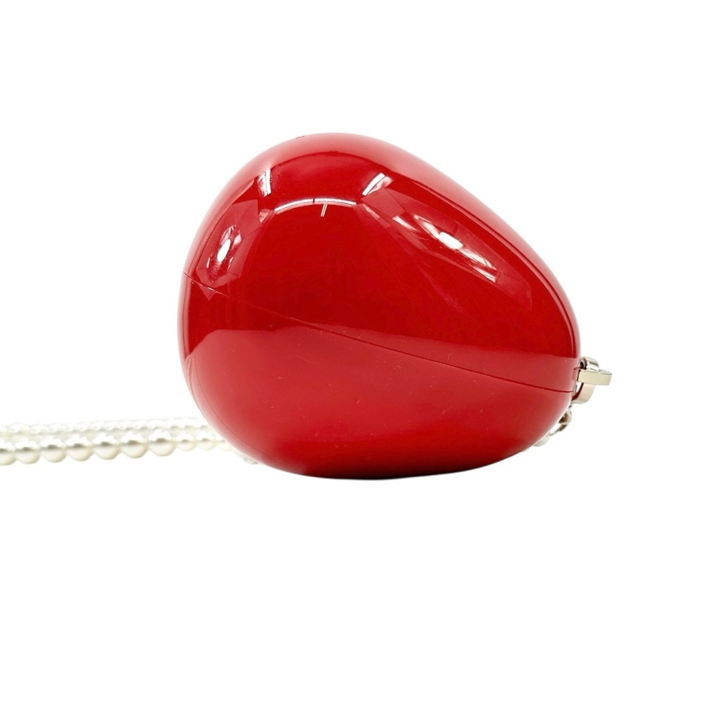 Simone Rocha Red Micro Embellished Faux Pearl Strap Hard Shell Egg Clutch Bag - Picture 5 of 16